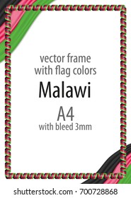 Frame and border of ribbon with the colors of the Malawi flag