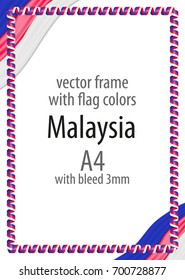 Frame and border of ribbon with the colors of the Malaysia flag