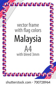 Frame and border of ribbon with the colors of the Malaysia flag