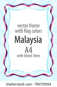 Frame and border of ribbon with the colors of the Malaysia flag