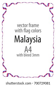 Frame and border of ribbon with the colors of the Malaysia flag