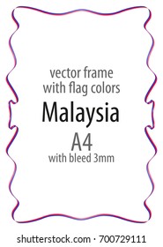 Frame and border of ribbon with the colors of the Malaysia flag