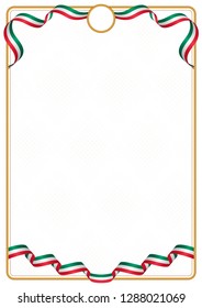Frame and border of ribbon with the colors of the Mexico flag, template elements for your certificate and diploma