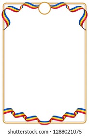 Frame and border of ribbon with the colors of the Moldova flag, template elements for your certificate and diploma