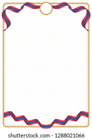 Frame and border of ribbon with the colors of the Mongolia flag, template elements for your certificate and diploma