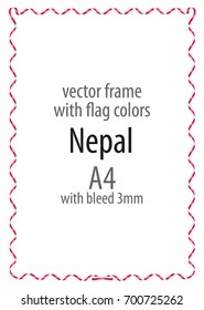 Frame and border of ribbon with the colors of the Nepal flag