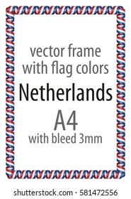 Frame and border of ribbon with the colors of the Netherlands flag