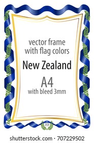 Frame and border of ribbon with the colors of the New Zealand flag