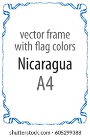 Frame and border of ribbon with the colors of the Nicaragua flag
