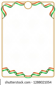 Frame and border of ribbon with the colors of the Niger flag, template elements for your certificate and diploma