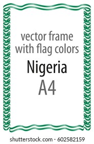 Frame and border of ribbon with the colors of the Nigeria flag