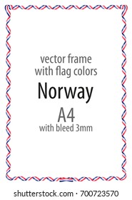 Frame and border of ribbon with the colors of the Norway flag