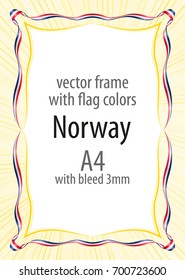 Frame and border of ribbon with the colors of the Norway flag