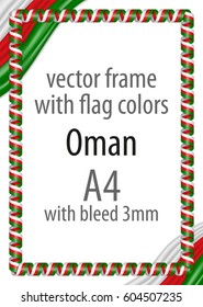 Frame and border of ribbon with the colors of the Oman flag