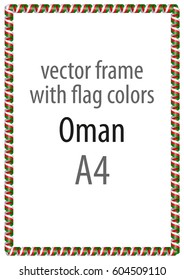 Frame and border of ribbon with the colors of the Oman flag