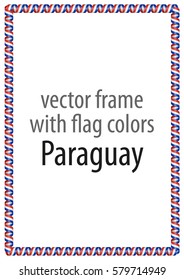 Frame and border of ribbon with the colors of the Paraguay flag