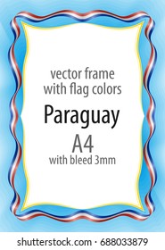 Frame and border of ribbon with the colors of the Paraguay flag