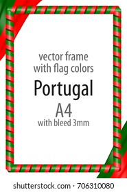 Frame and border of ribbon with the colors of the Portugal flag