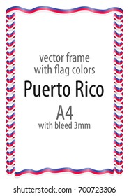 Frame and border of ribbon with the colors of the Puerto Rico flag
