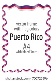 Frame and border of ribbon with the colors of the Puerto Rico flag