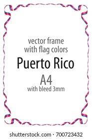 Frame and border of ribbon with the colors of the Puerto Rico flag