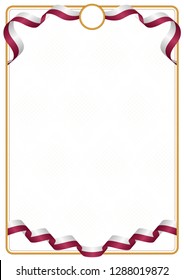 Frame and border of ribbon with the colors of the Qatar flag, template elements for your certificate and diploma