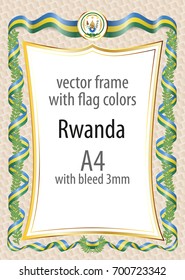 Frame and border of ribbon with the colors of the Rwanda flag