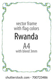 Frame and border of ribbon with the colors of the Rwanda flag