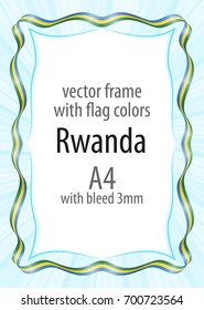 Frame and border of ribbon with the colors of the Rwanda flag