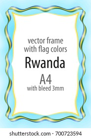 Frame and border of ribbon with the colors of the Rwanda flag
