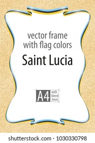 Frame and border of ribbon with the colors of the Saint Lucia flag, template elements for your certificate and diploma. Vector, with bleed three mm.