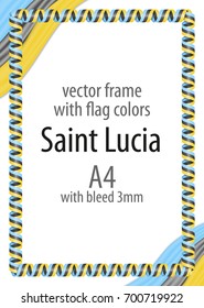 Frame and border of ribbon with the colors of the Saint Lucia flag
