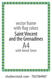Frame and border of ribbon with the colors of the Saint Vincent and the Grenadines flag