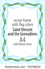 Frame and border of ribbon with the colors of the Saint Vincent and the Grenadines flag