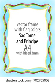 Frame and border of ribbon with the colors of the Sao Tome and Principe flag