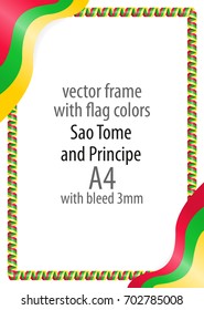 Frame and border of ribbon with the colors of the Sao Tome and Principe flag