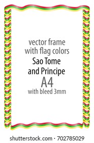 Frame and border of ribbon with the colors of the Sao Tome and Principe flag