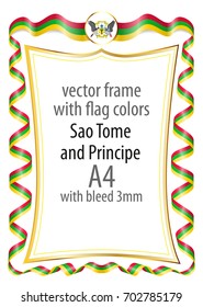 Frame and border of ribbon with the colors of the Sao Tome and Principe flag