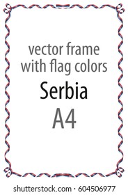Frame and border of ribbon with the colors of the Serbia flag