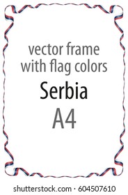 Frame and border of ribbon with the colors of the Serbia flag