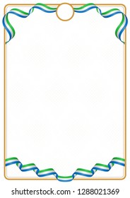 Frame and border of ribbon with the colors of the Sierra Leone flag, template elements for your certificate and diploma