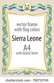Frame and border of ribbon with the colors of the Sierra Leone flag