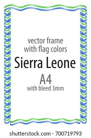 Frame and border of ribbon with the colors of the Sierra Leone flag