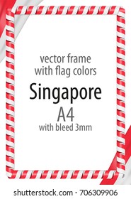 Frame and border of ribbon with the colors of the Singapore flag