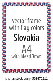 Frame and border of ribbon with the colors of the Slovakia flag