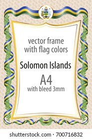 Frame and border of ribbon with the colors of the Solomon Islands flag