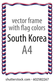 Frame and border of ribbon with the colors of the South Korea flag