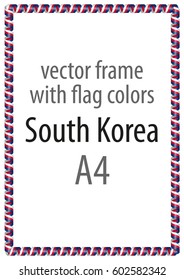 Frame and border of ribbon with the colors of the South Korea flag