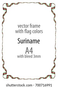 Frame and border of ribbon with the colors of the Suriname flag