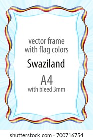 Frame and border of ribbon with the colors of the Swaziland flag